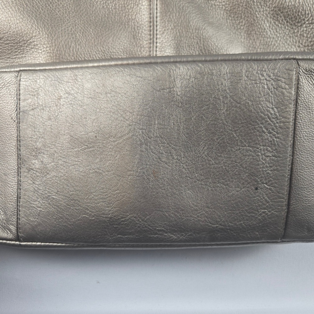 Coach Park Metro Tote Women Large Pewter Metallic Leather Purse - Picture 6 of 12